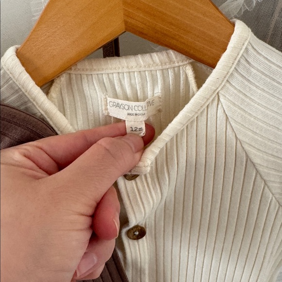 Brown and Cream Ribbed Kids One Piece Set - Picture 9 of 9